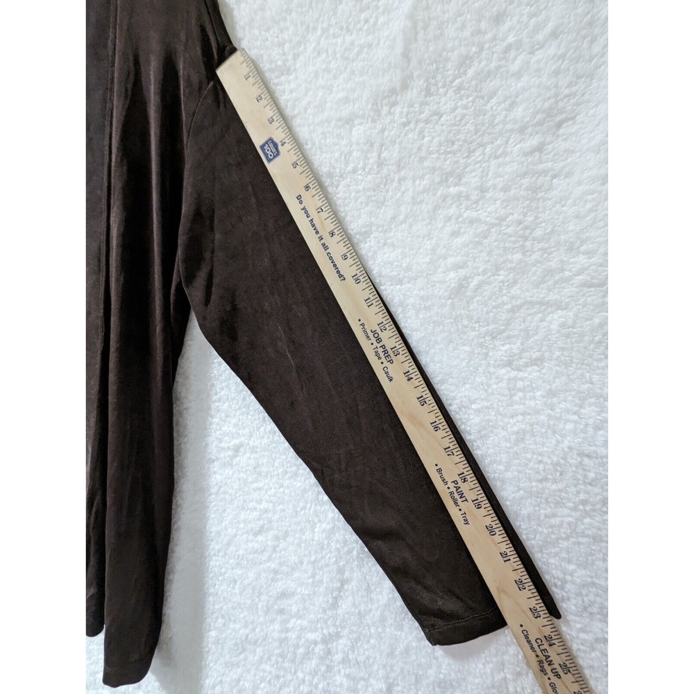 Vintage Citiknits Open Front Brown Stretch Knit Jacket Brown Long Sleeve USA L - Picture 9 of 11